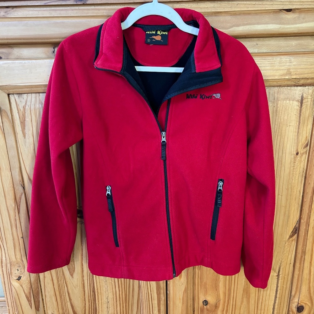 Wild Kiwi New Zealand Windbreaker Softshell fleece Jacket Red Women's Size Small